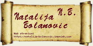 Natalija Bolanović vizit kartica
